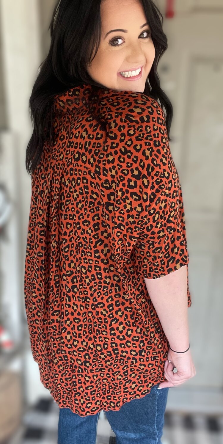 Rust Animal Print Top