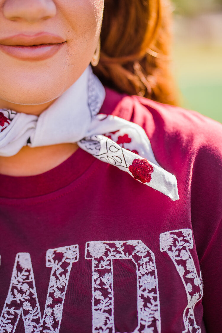 White & Maroon Frilly