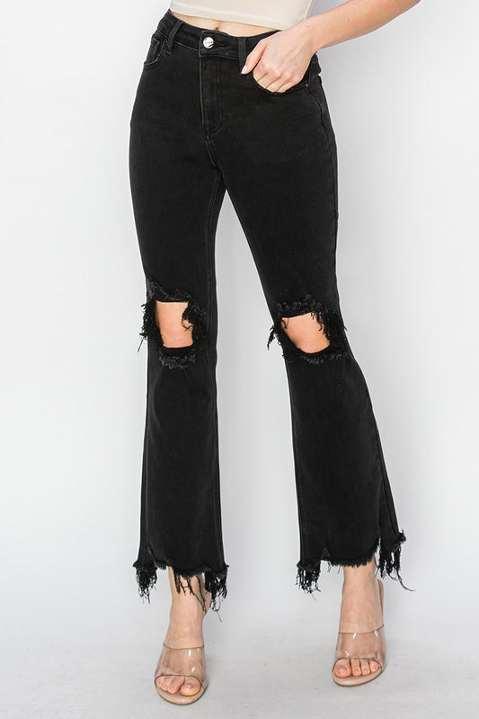 Risen Black Cropped Jeans