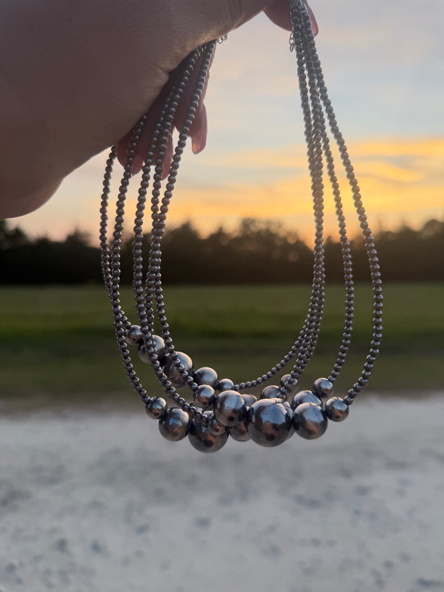 3, 8, 12, 16 MM Sterling Silver Pearl Necklace