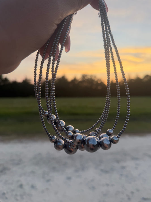 3, 8, 12, 16 MM Sterling Silver Pearl Necklace