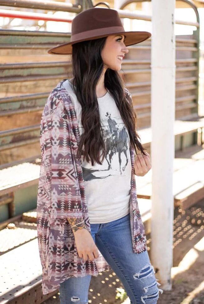 Burgundy Aztec Kimono