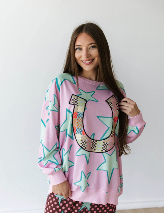 Pink Star Horseshoe Sweater