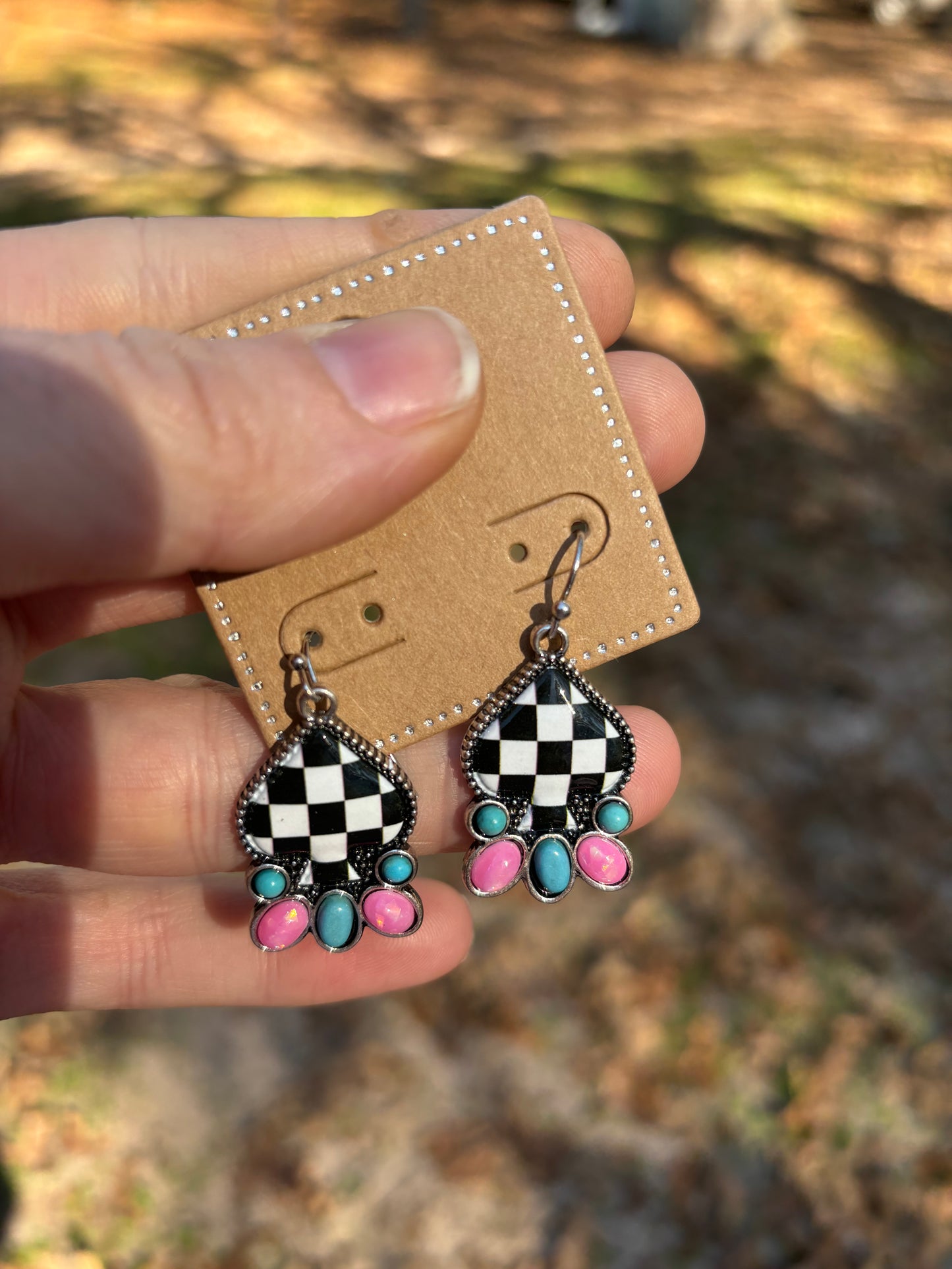 Checker Spades Earrings