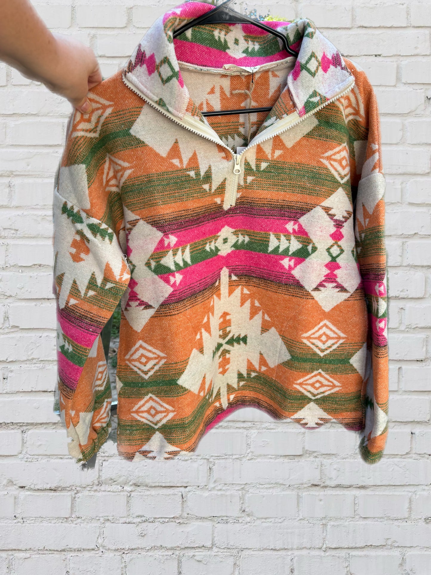 Pink Aztec Woven Pullover