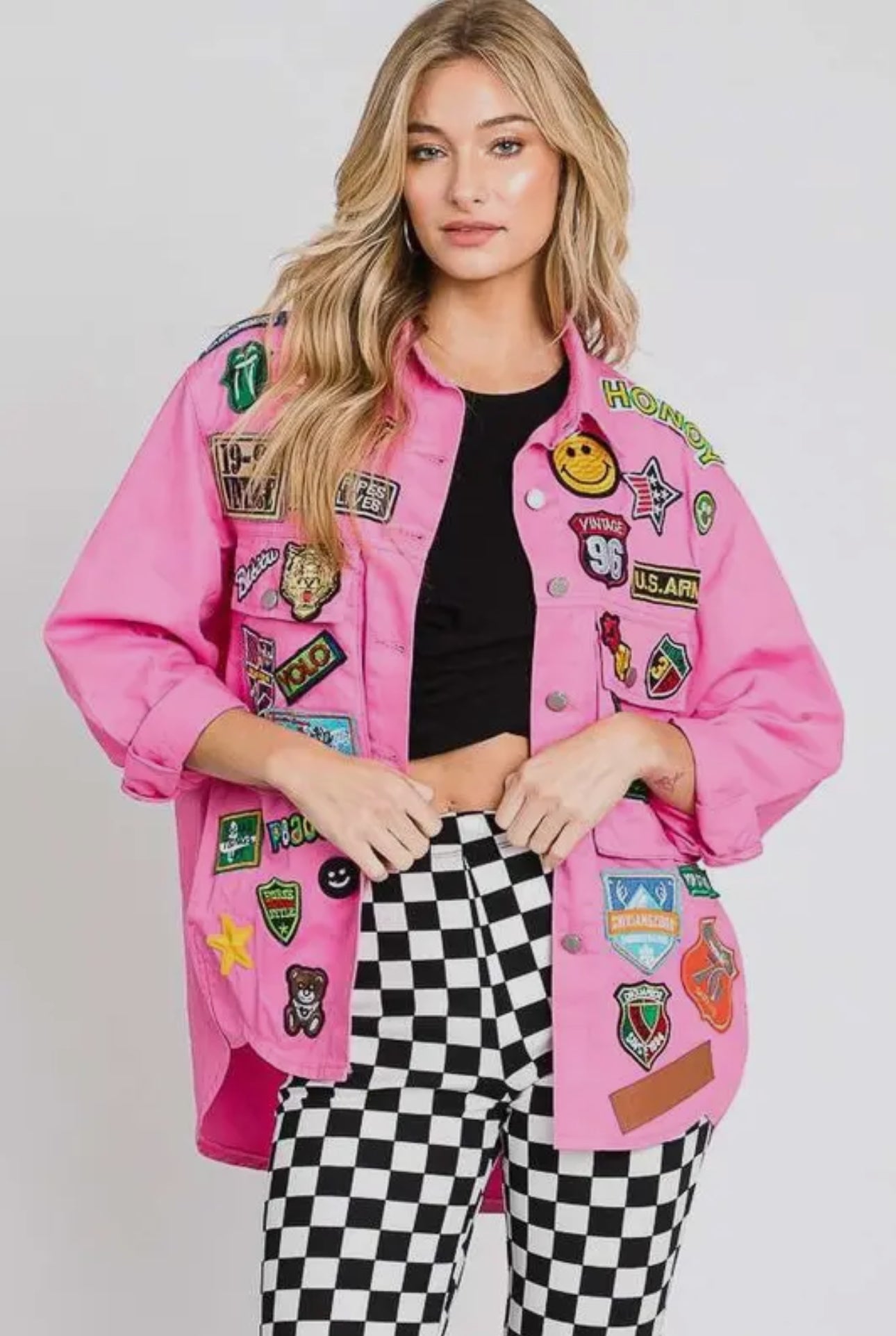 Pink Patch Oversized Jacket