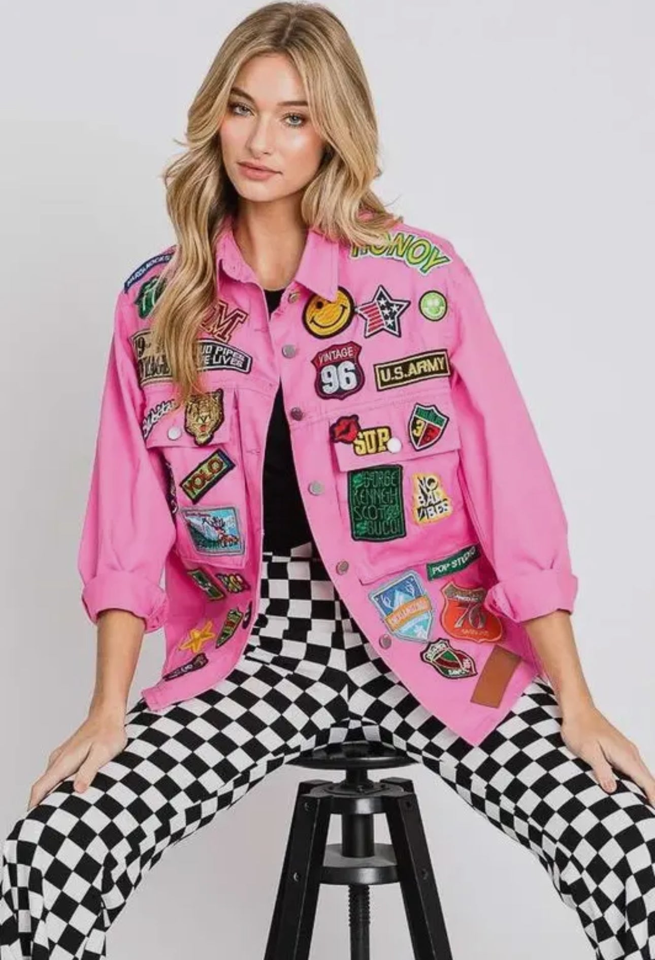 Pink Patch Oversized Jacket