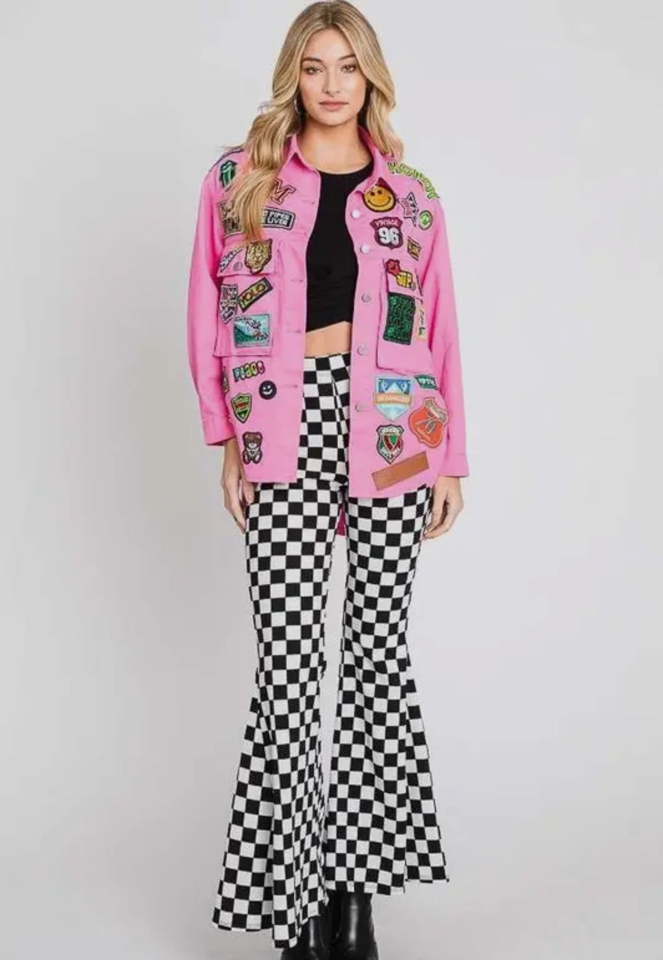 Pink Patch Oversized Jacket