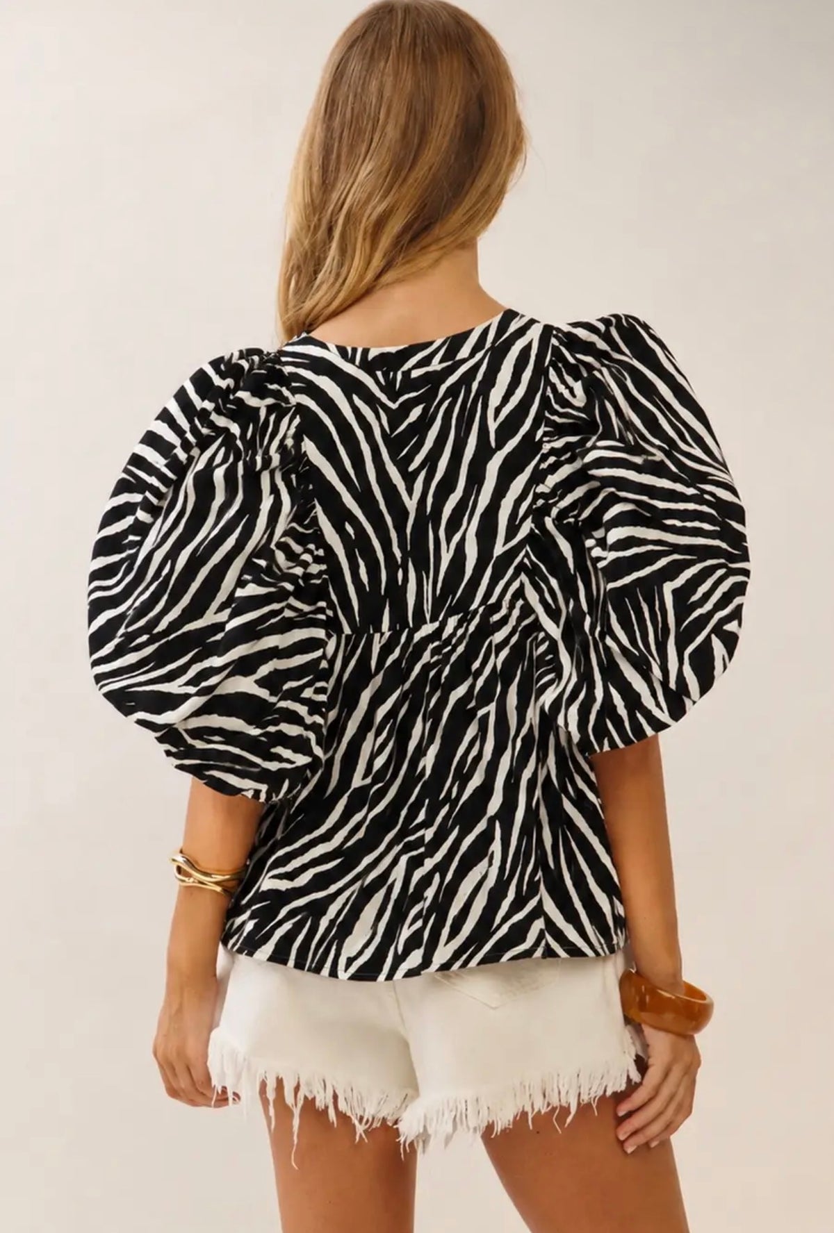 Zebra Bubble Sleeve Top