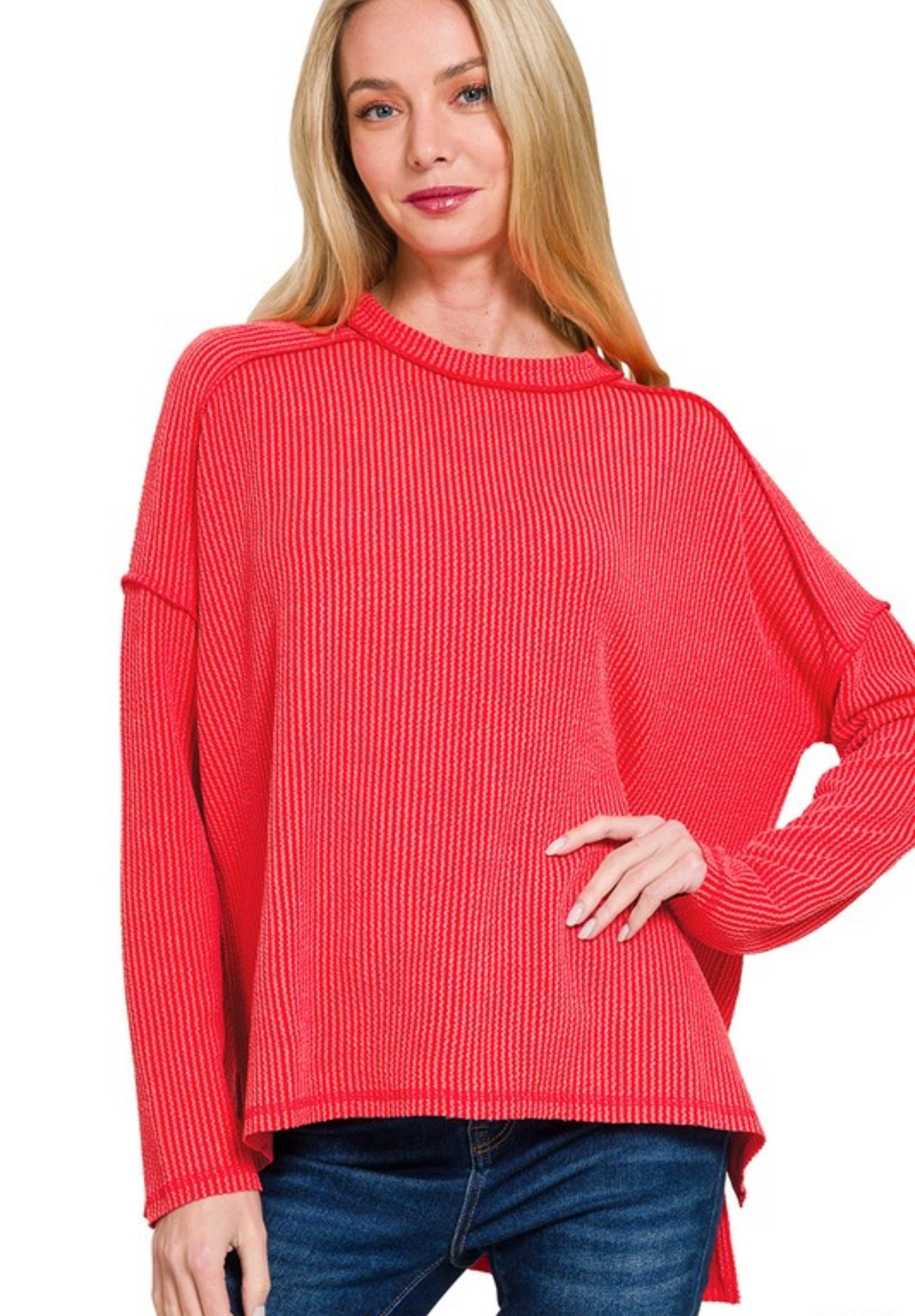 Raised Rib Long sleeve Top