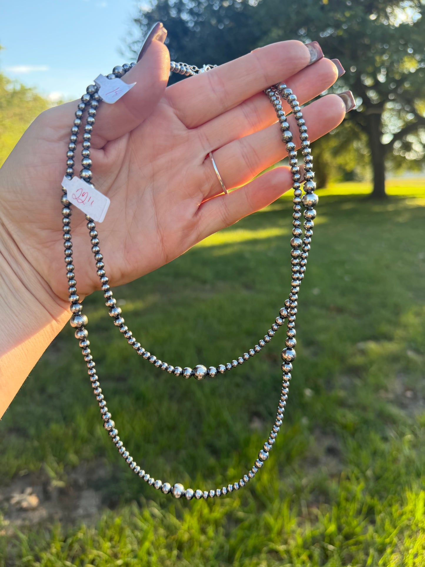 4MM Sterling Silver Graduated Pearl Necklace 22”