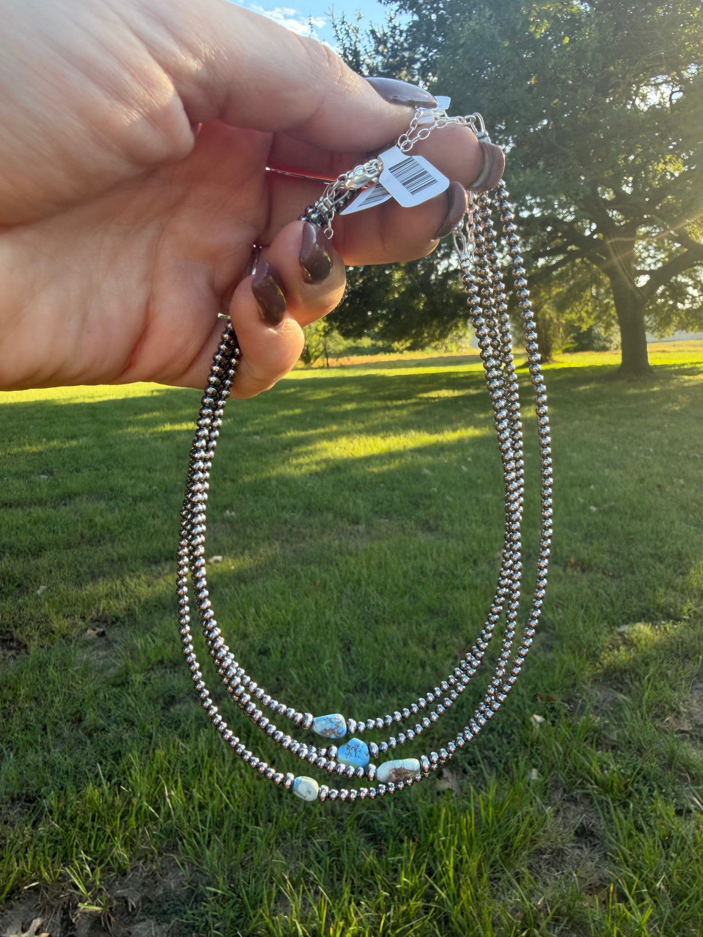 Golden Hills Turquoise & Sterling Silver Pearl Necklace