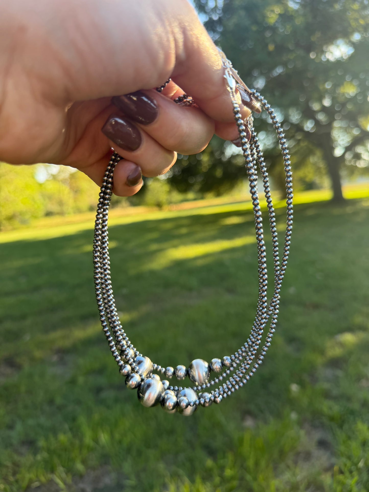 14MM Middle Sterling Pearl Necklace 15”