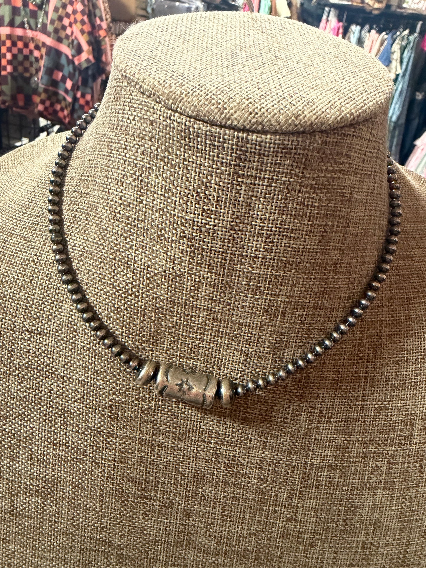 4MM Sterling Silver Pearl Necklace w/Stamped Barrel