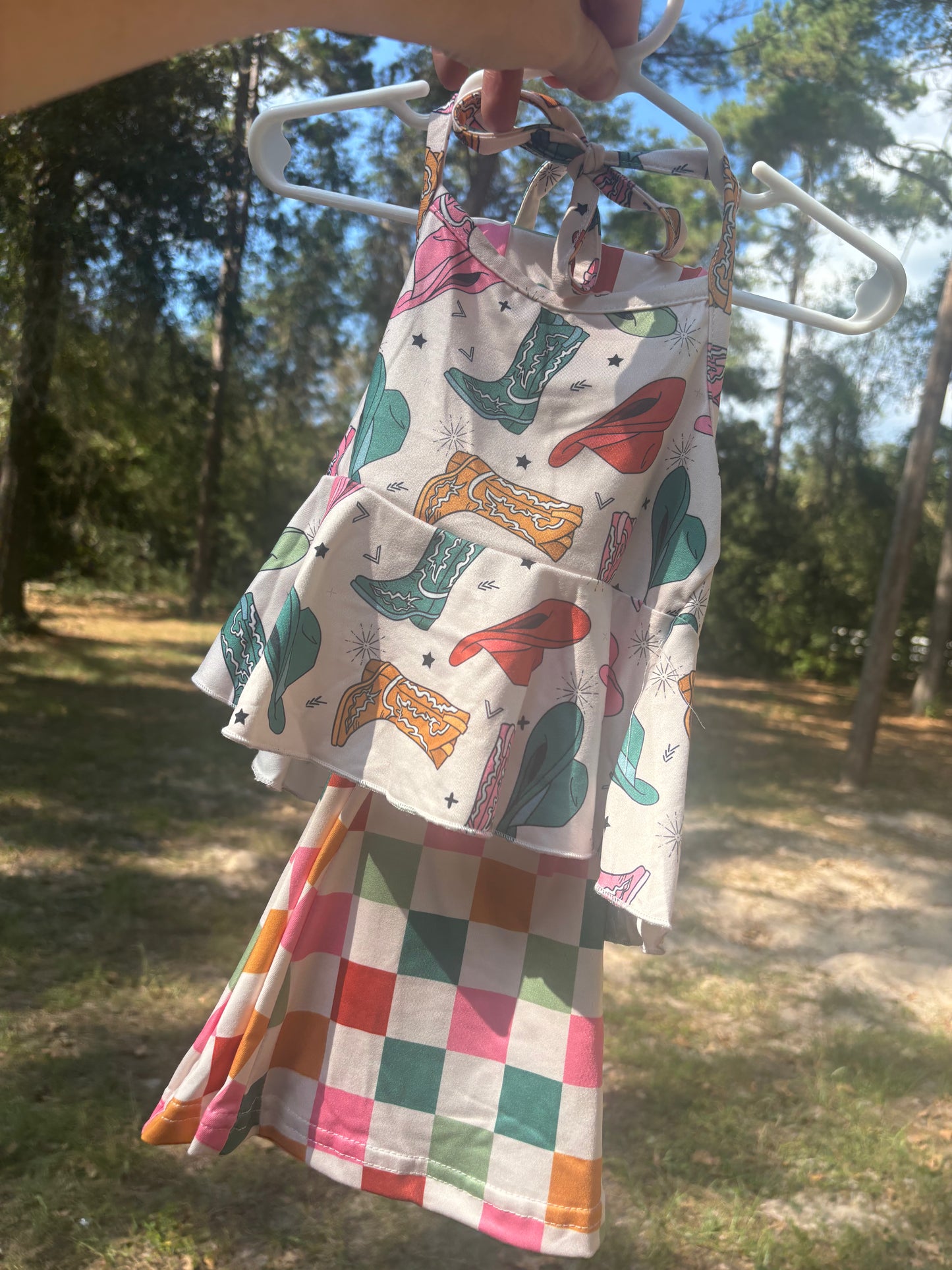 Cowgirl Boots & Checker Bottoms