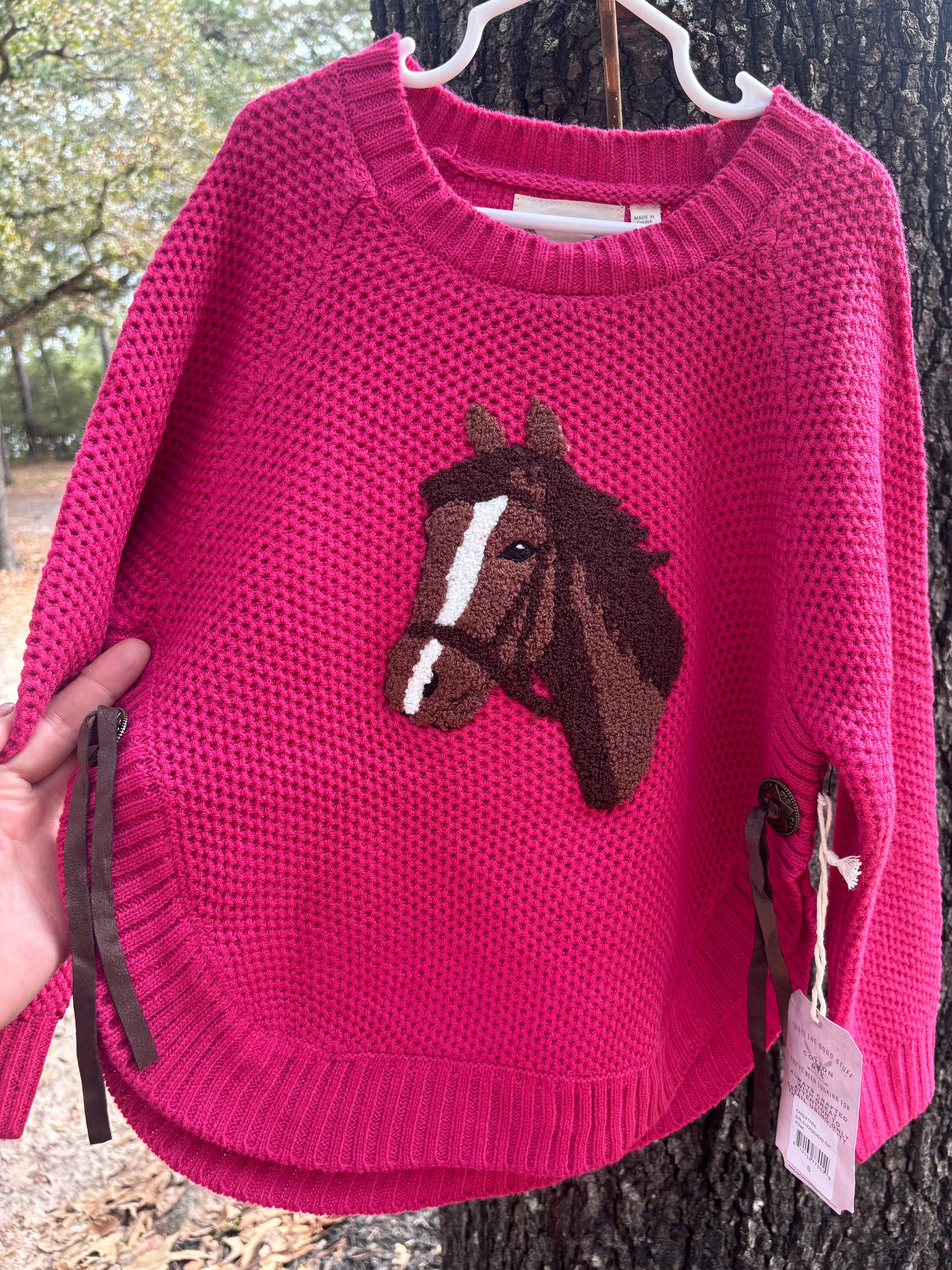 Pink Horse Girls Sweater