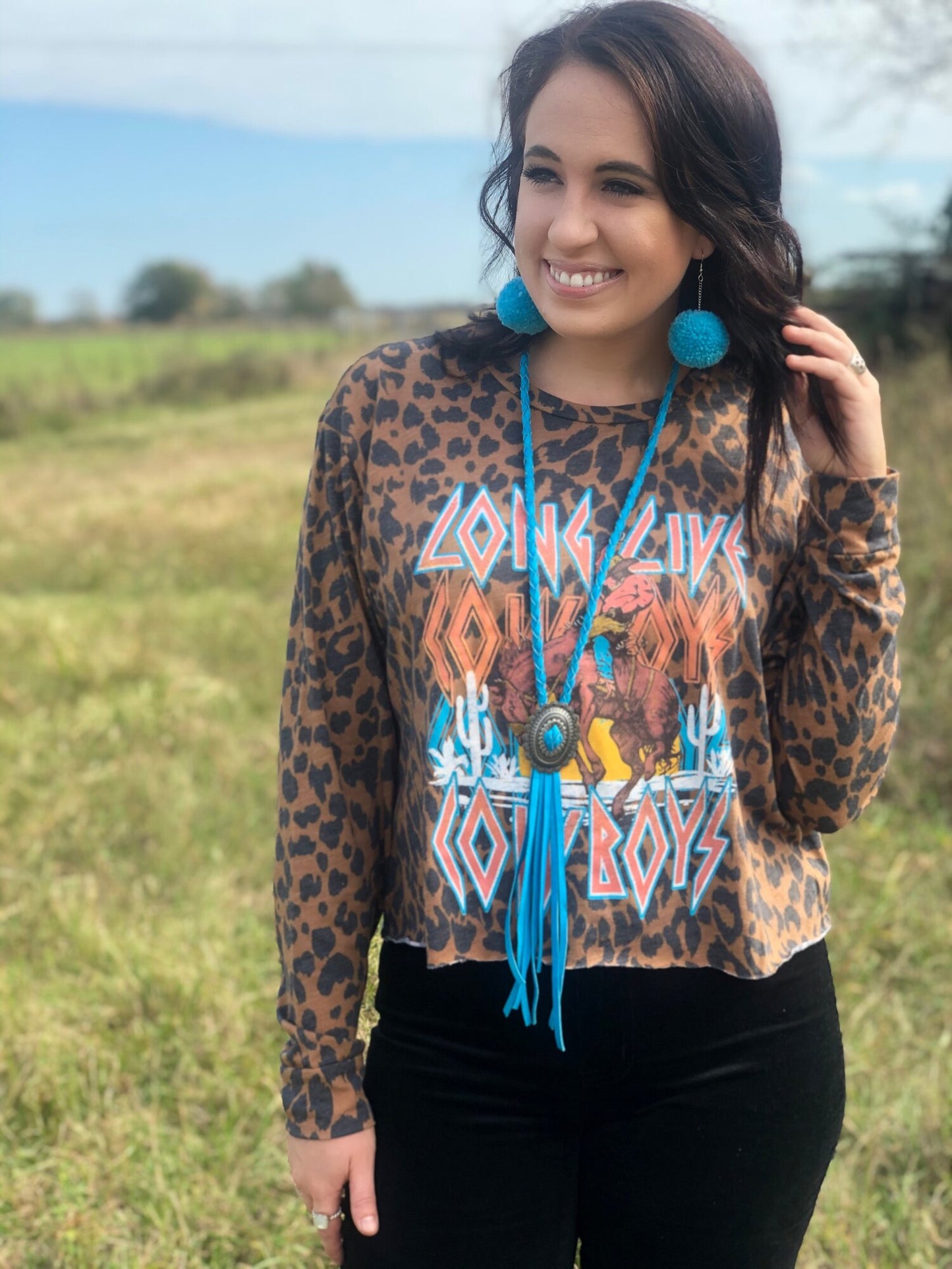 Braided Leather Concho Necklace