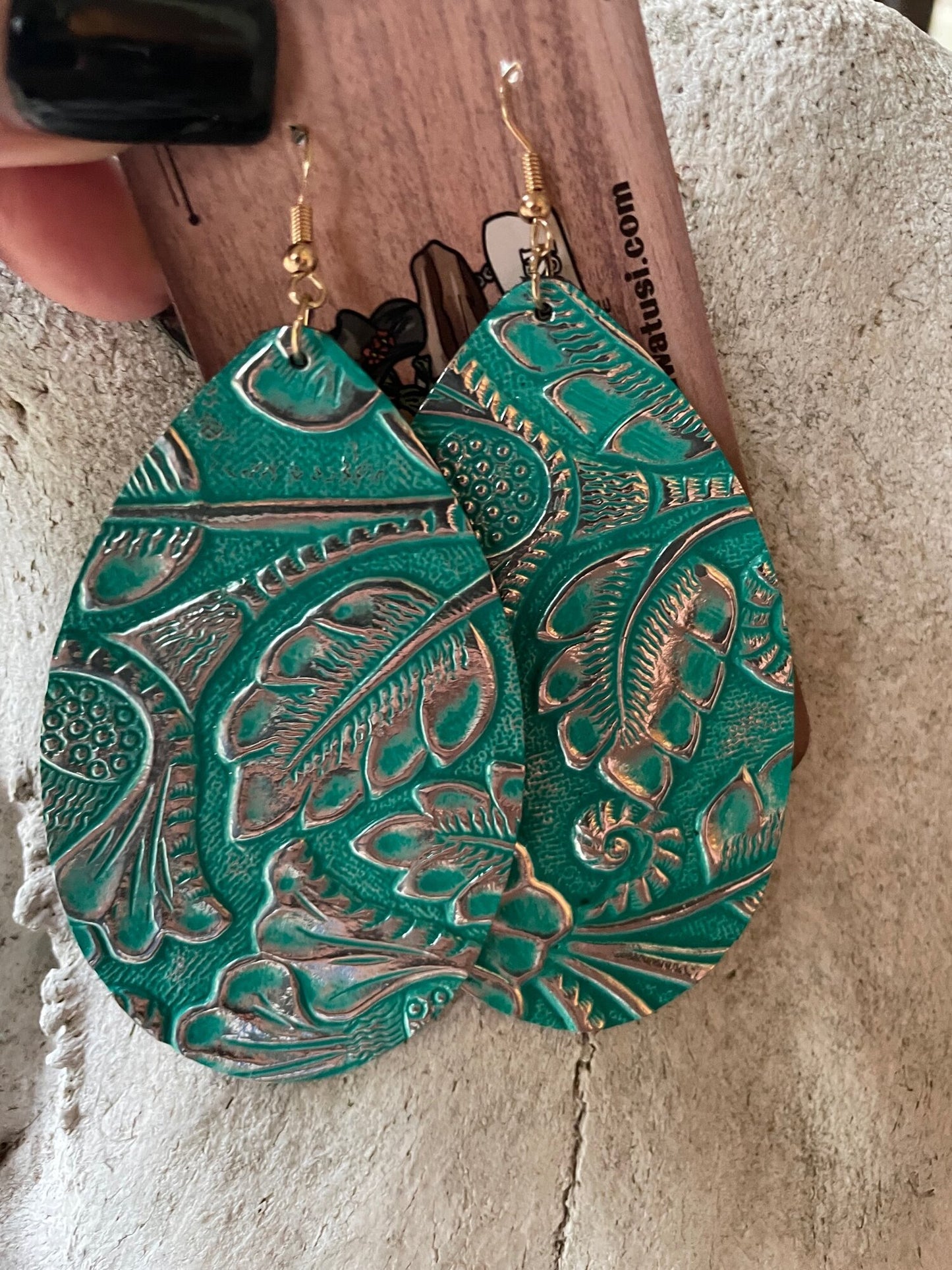 Tooled Teardrop Earrings