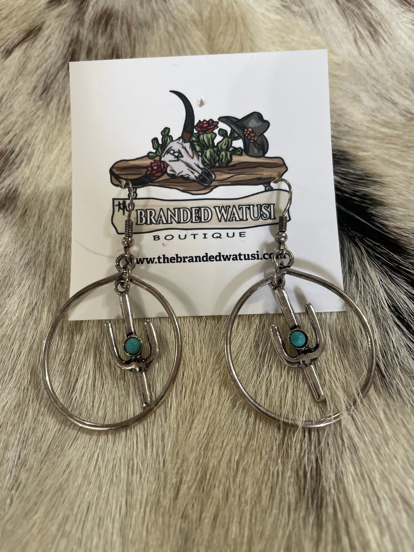 Cactus Charm Hoops