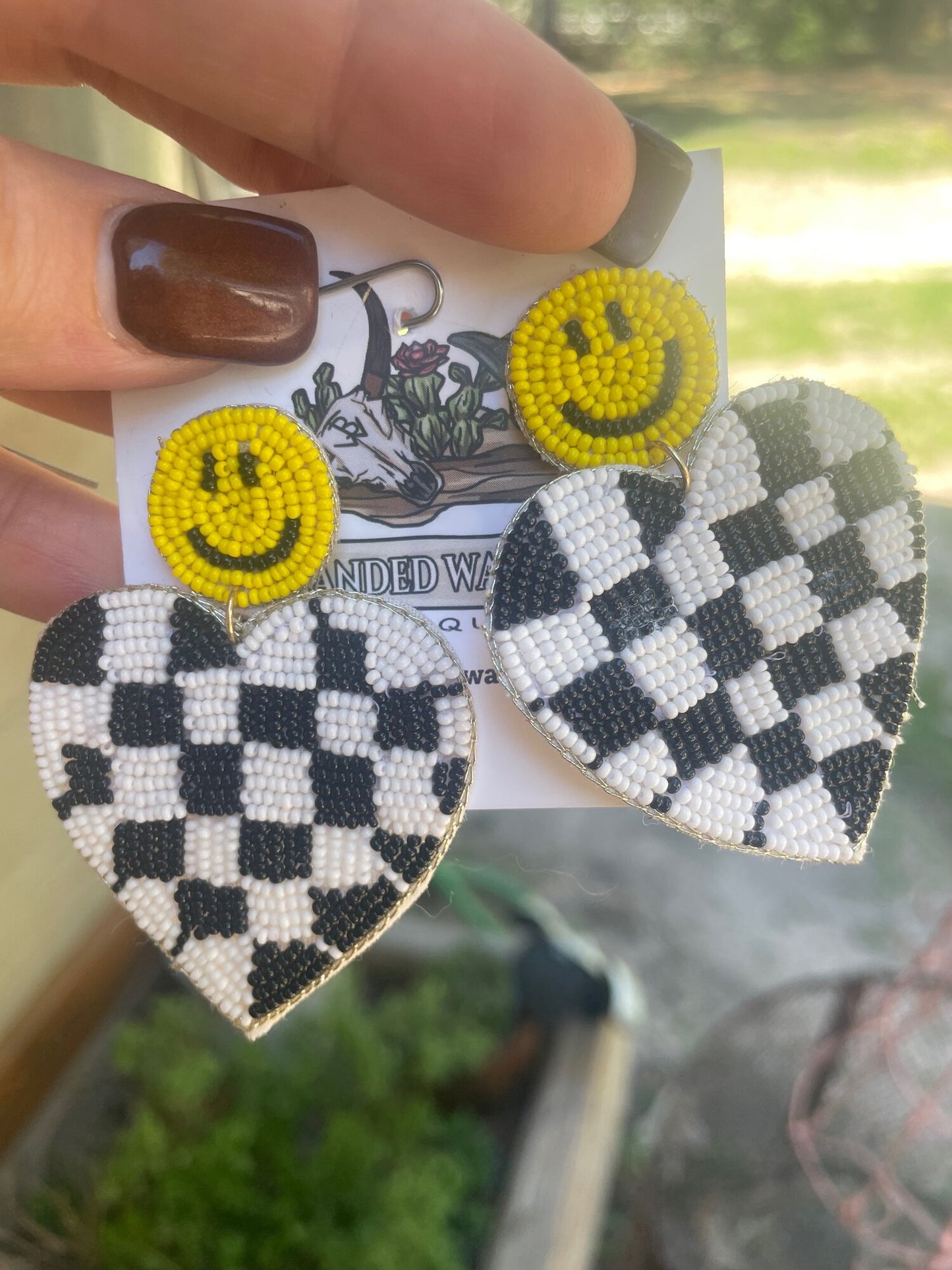 Checkered Heart Earrings