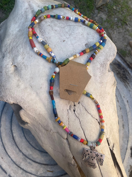 Multi African Bead Necklace