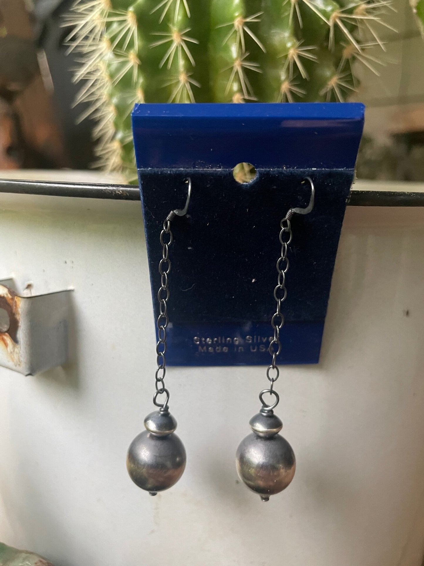 Sterling Drop Pearl Earrings