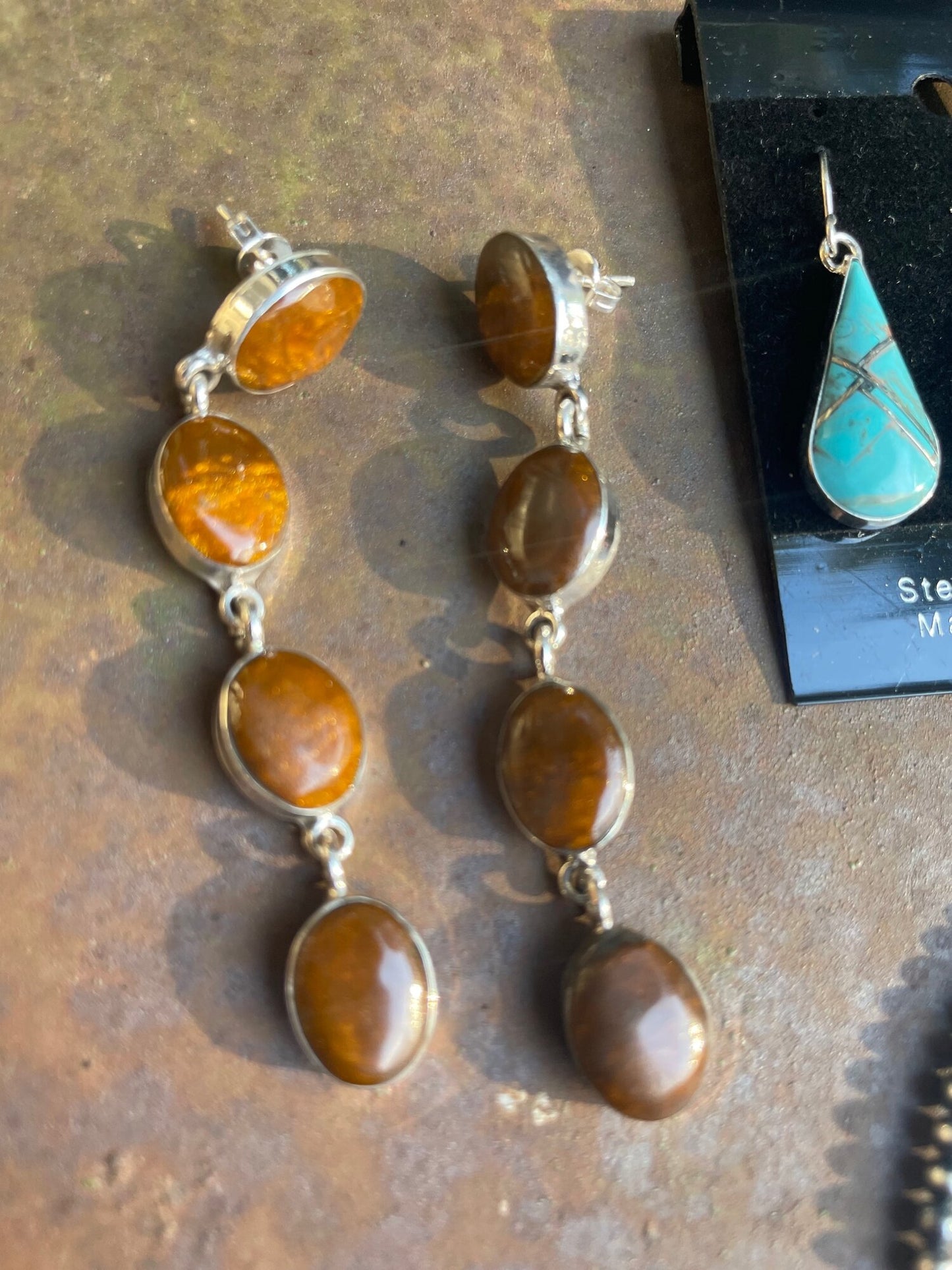 Tigers Eye Tiered Earrings