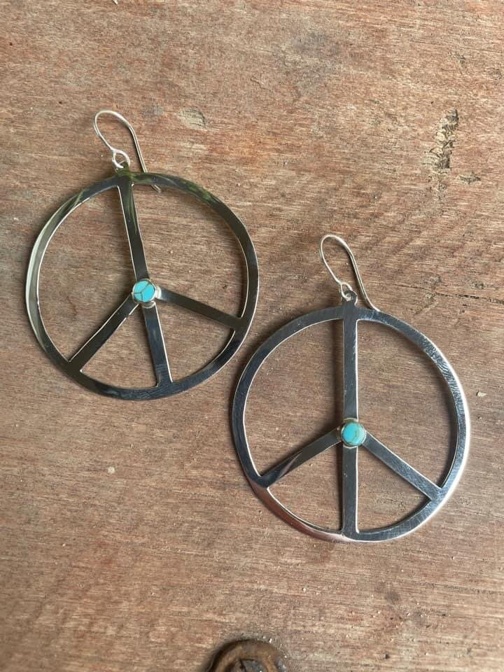 2” Peace Sign Hook Earrings