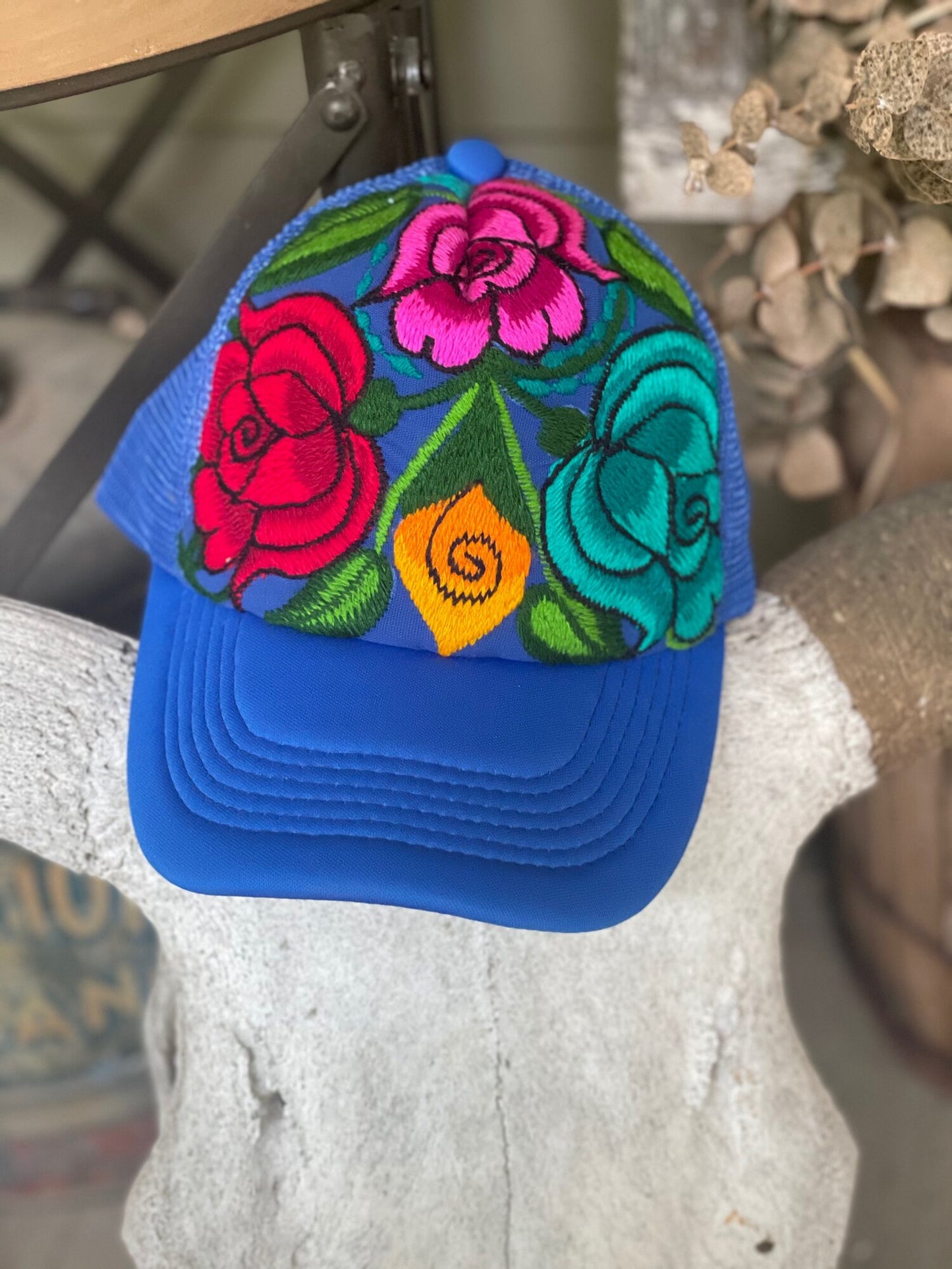 Blue Embroidered Ball Cap