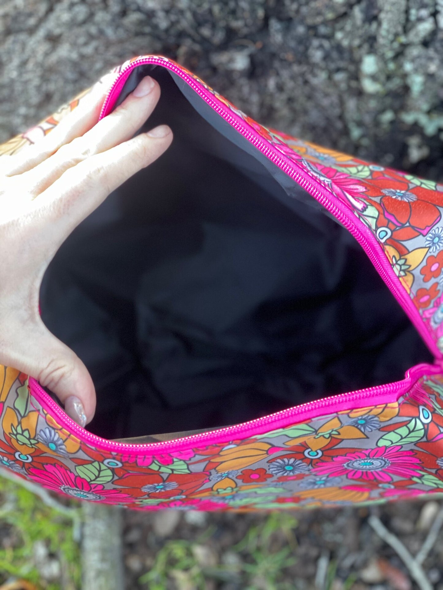 Pink Floral Cosmetic Bag