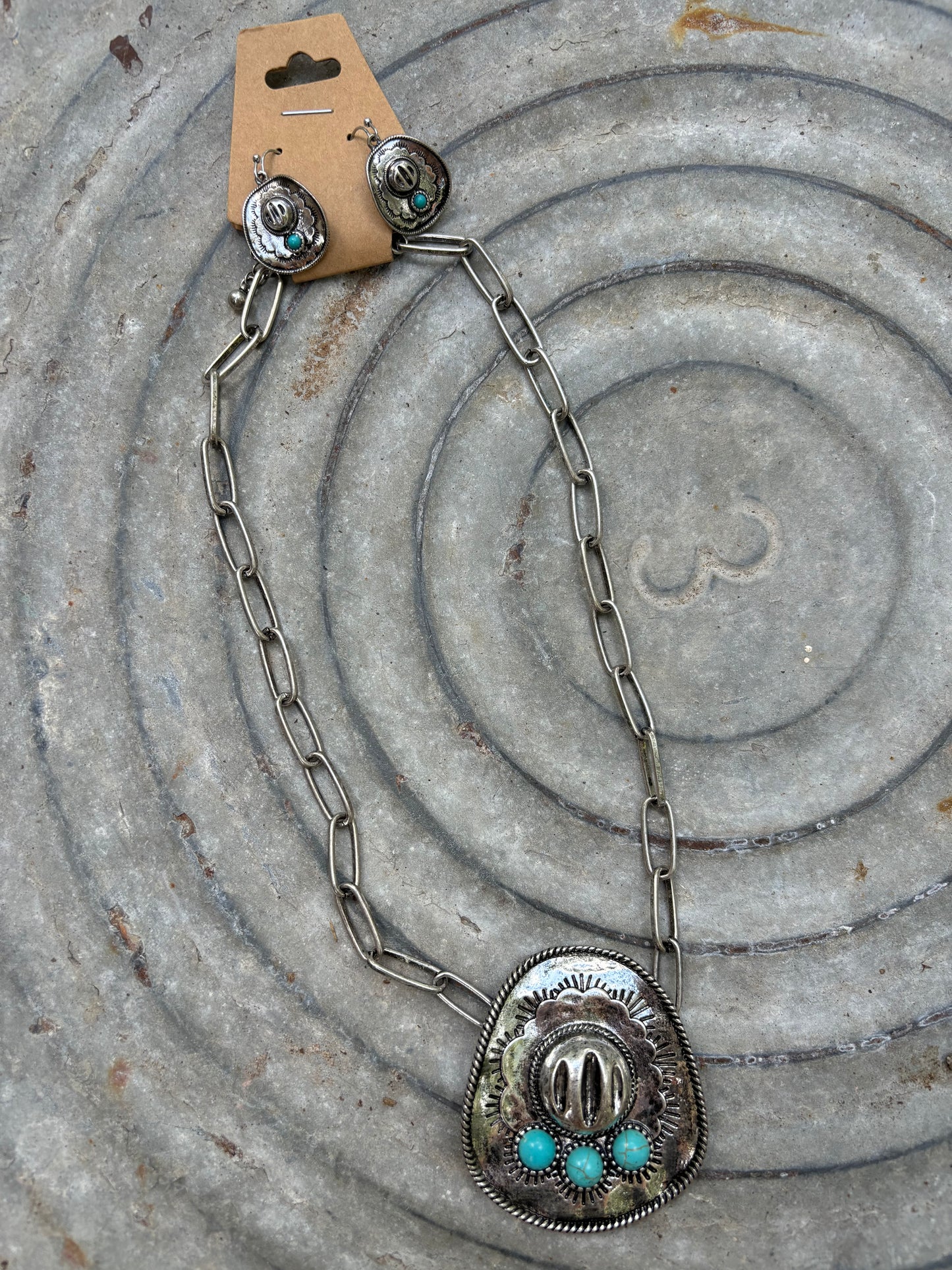 Cowboy Hat Concho Necklace