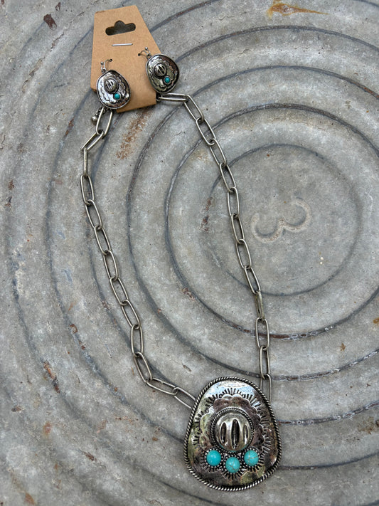 Cowboy Hat Concho Necklace