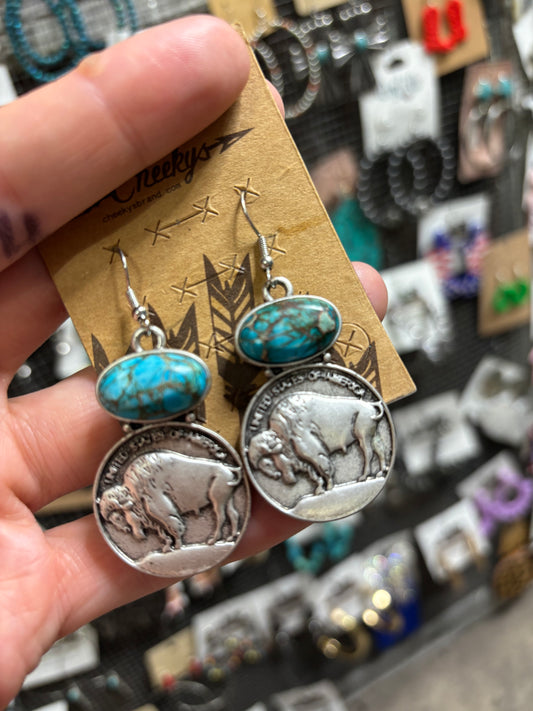 Turquoise Buffalo Earrings