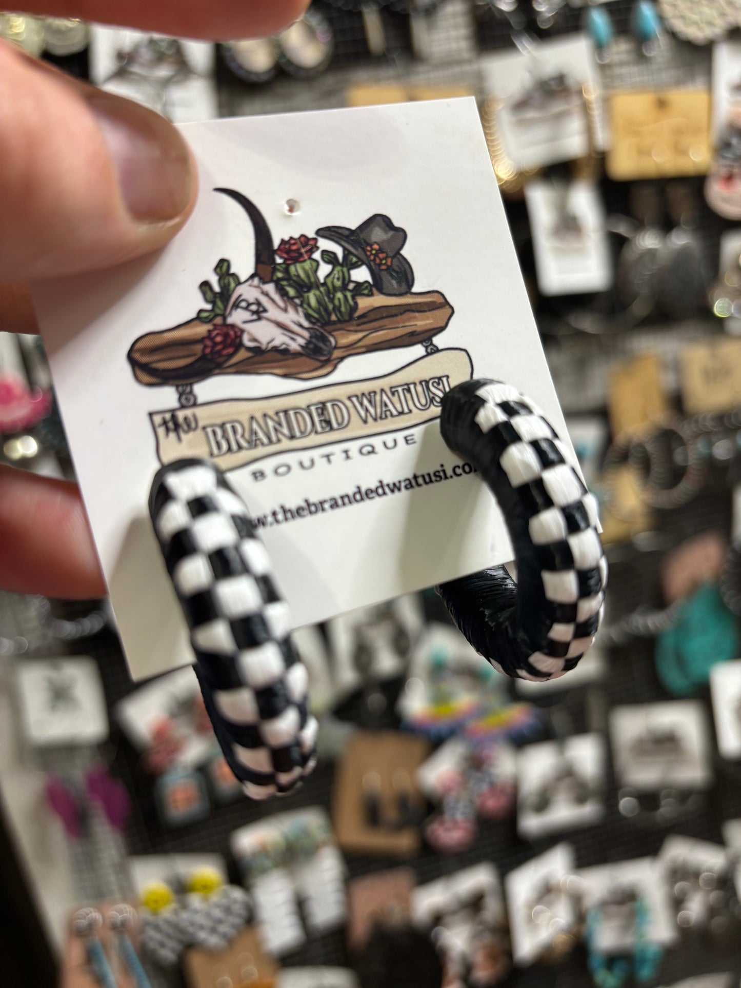 Black & White Checkered Earrings