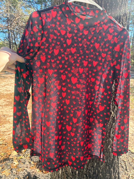 Hearts Mesh Top