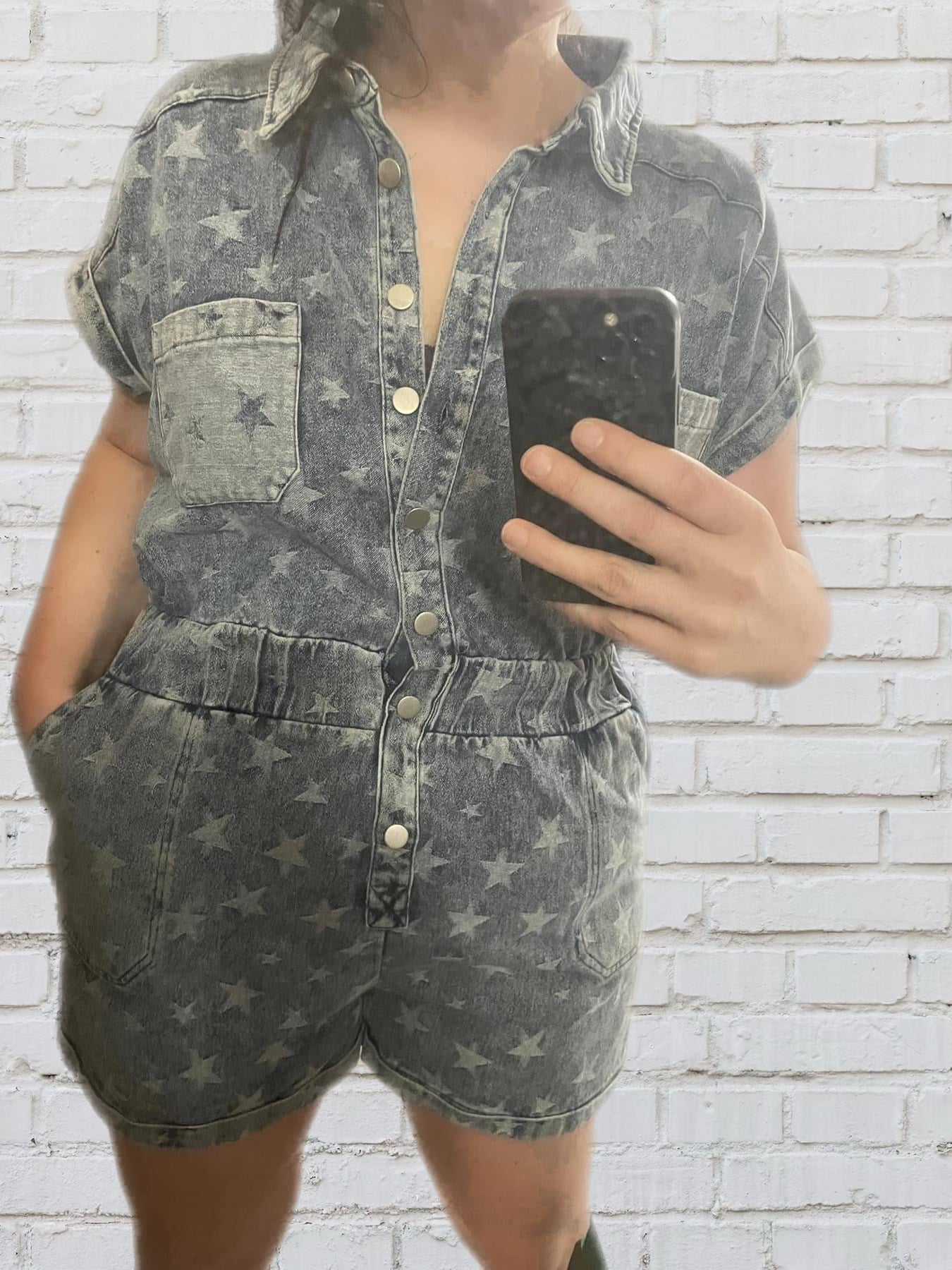 Denim Star Romper