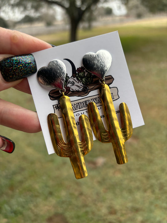 Heart & Cactus Earrings