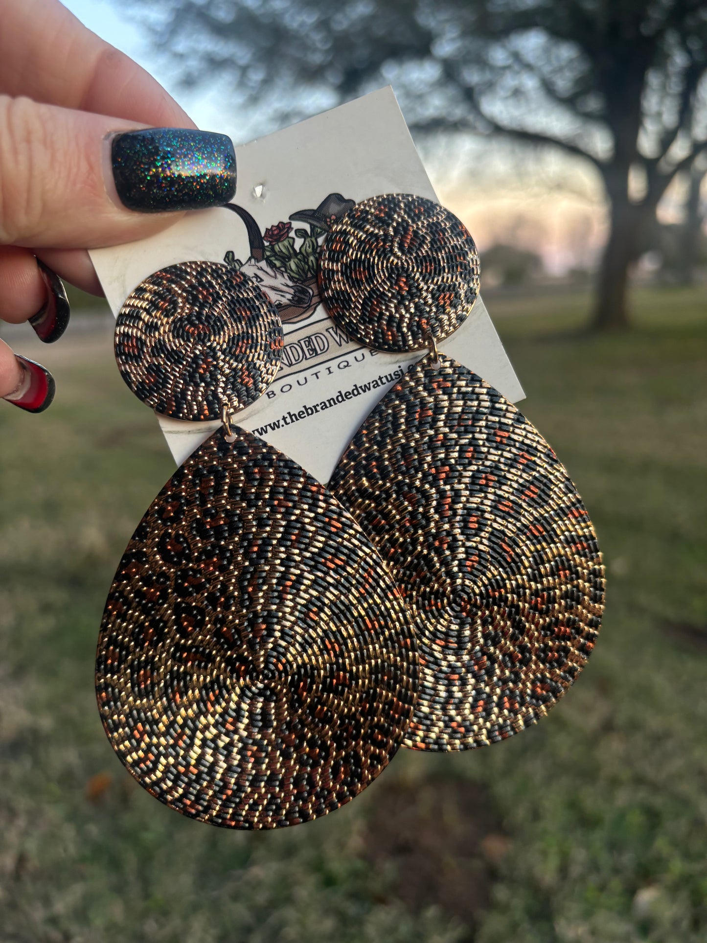 Texas Leopard Teardrop Earrings