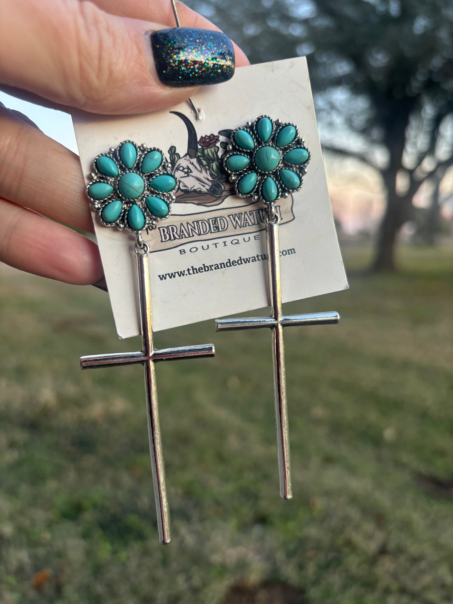 Concho Cross Earrings