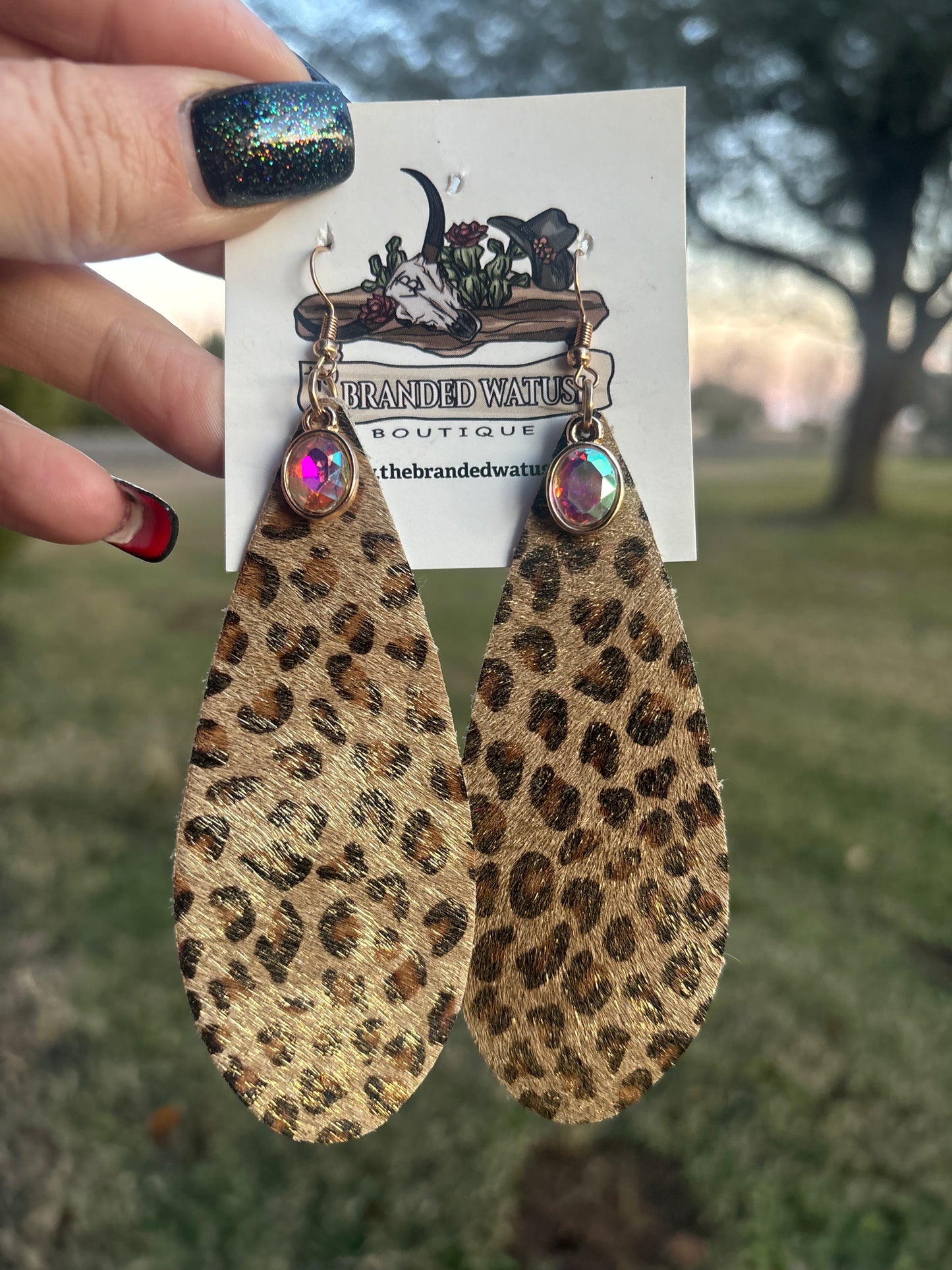 Leopard Teardrop Earrings
