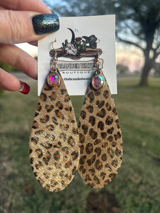 Leopard Teardrop Earrings