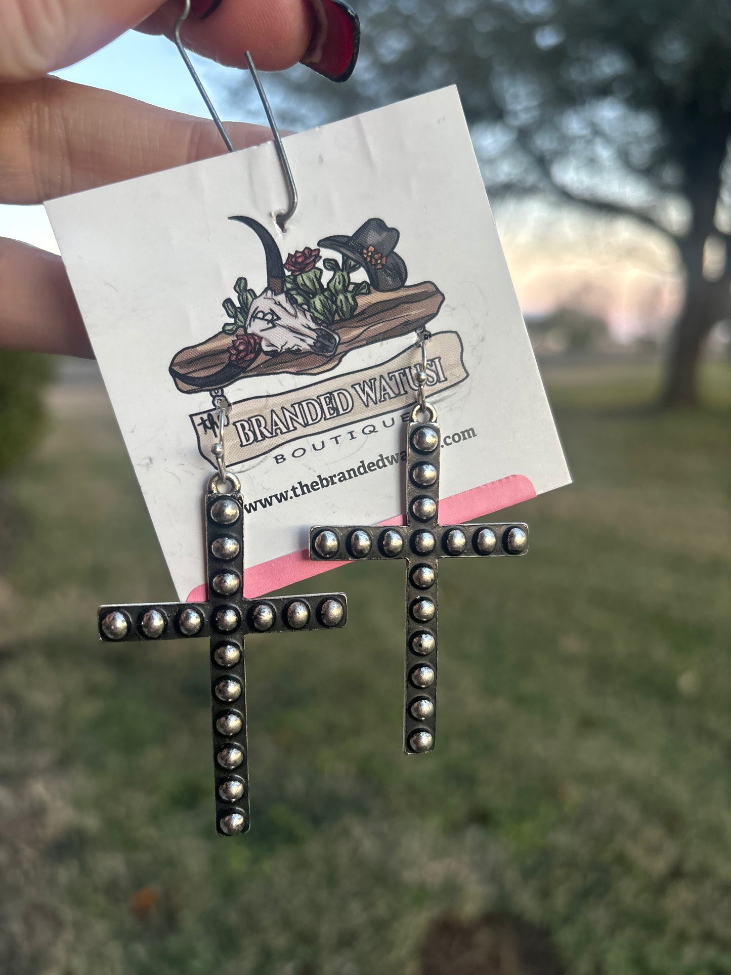 Studded Cross Earrings