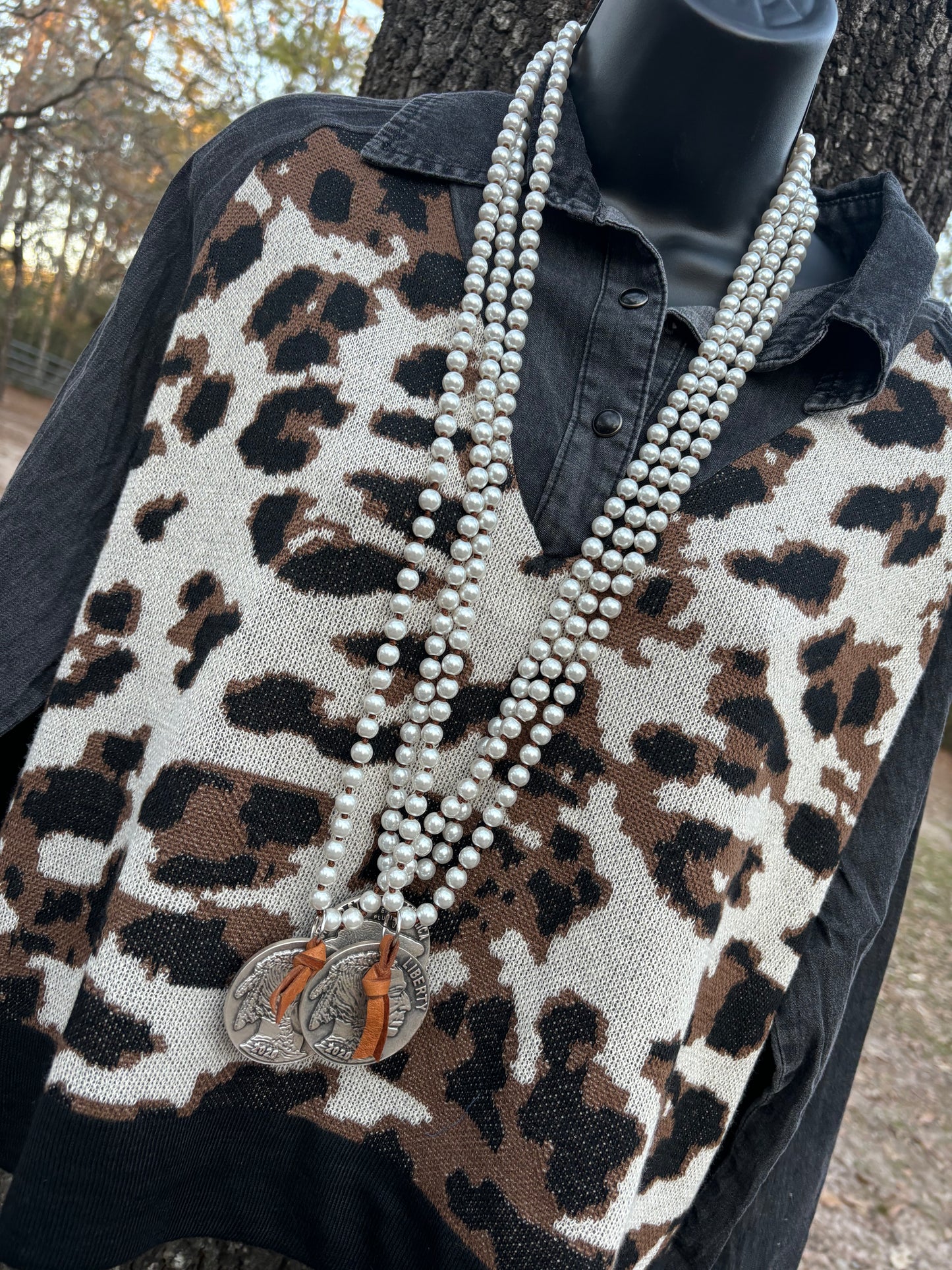 Pearls W/ Buffalo Nickel Charm