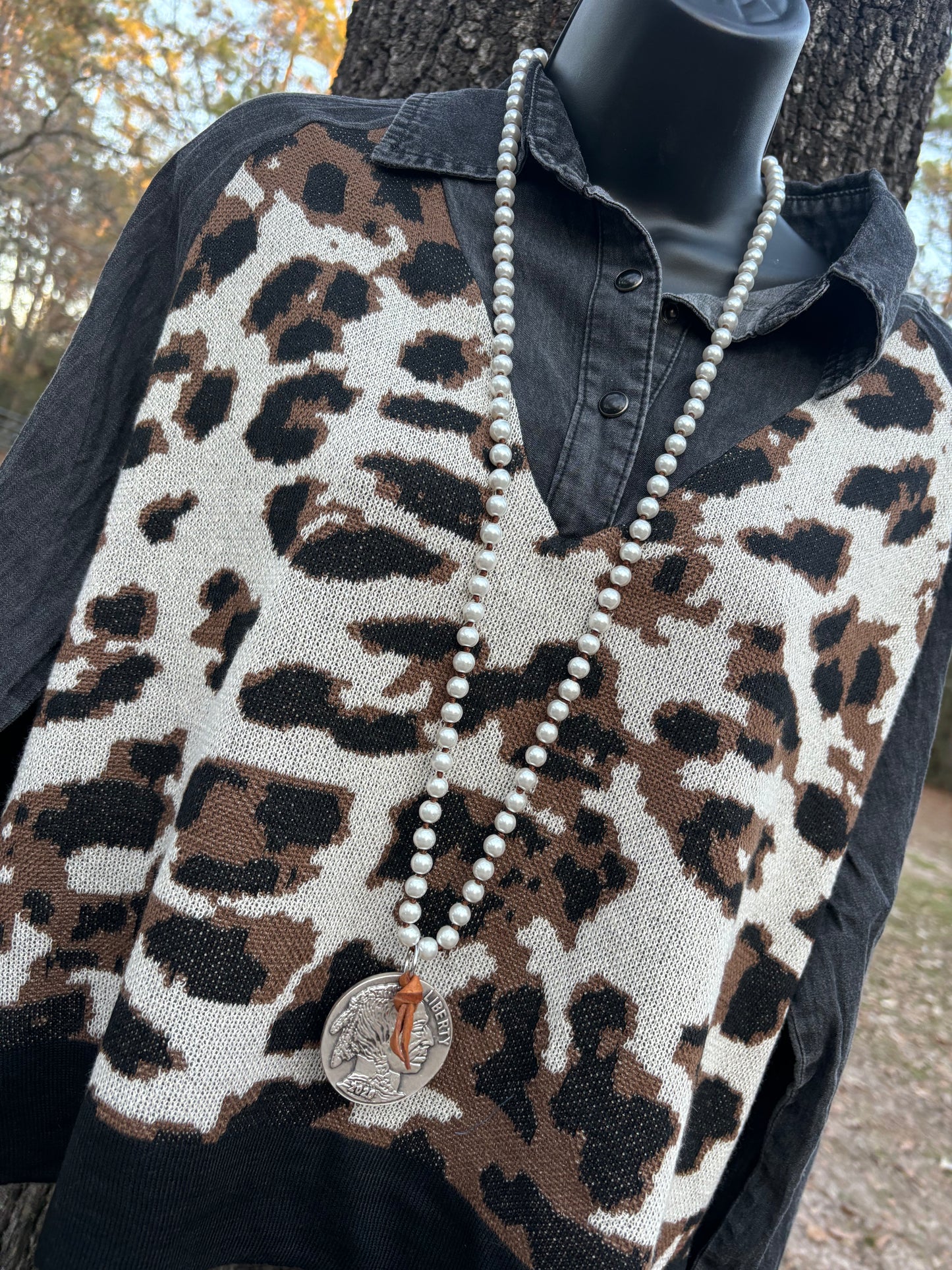 Pearls W/ Buffalo Nickel Charm