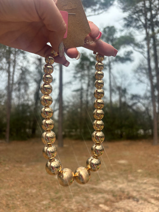 Graduated Gold Bead Necklace