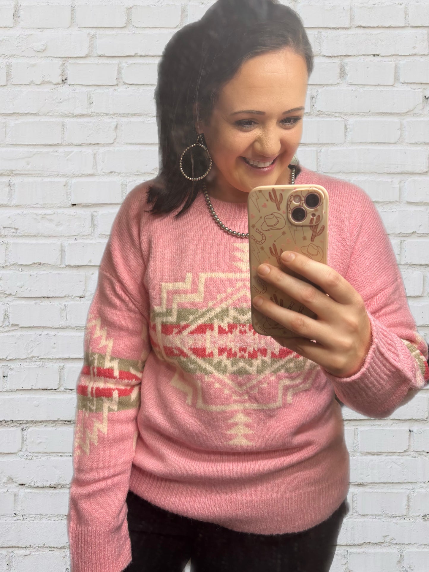 Pink Aztec Sweater