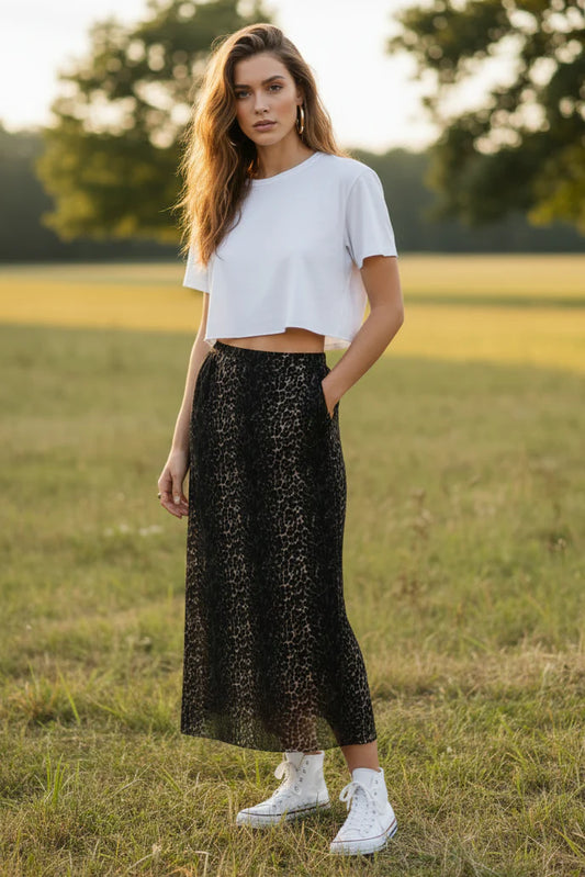 Cheetah Mesh Maxi Skirt