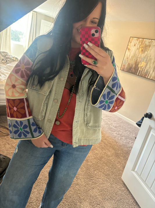 Multi Patch Sweater Sleeve Jacket