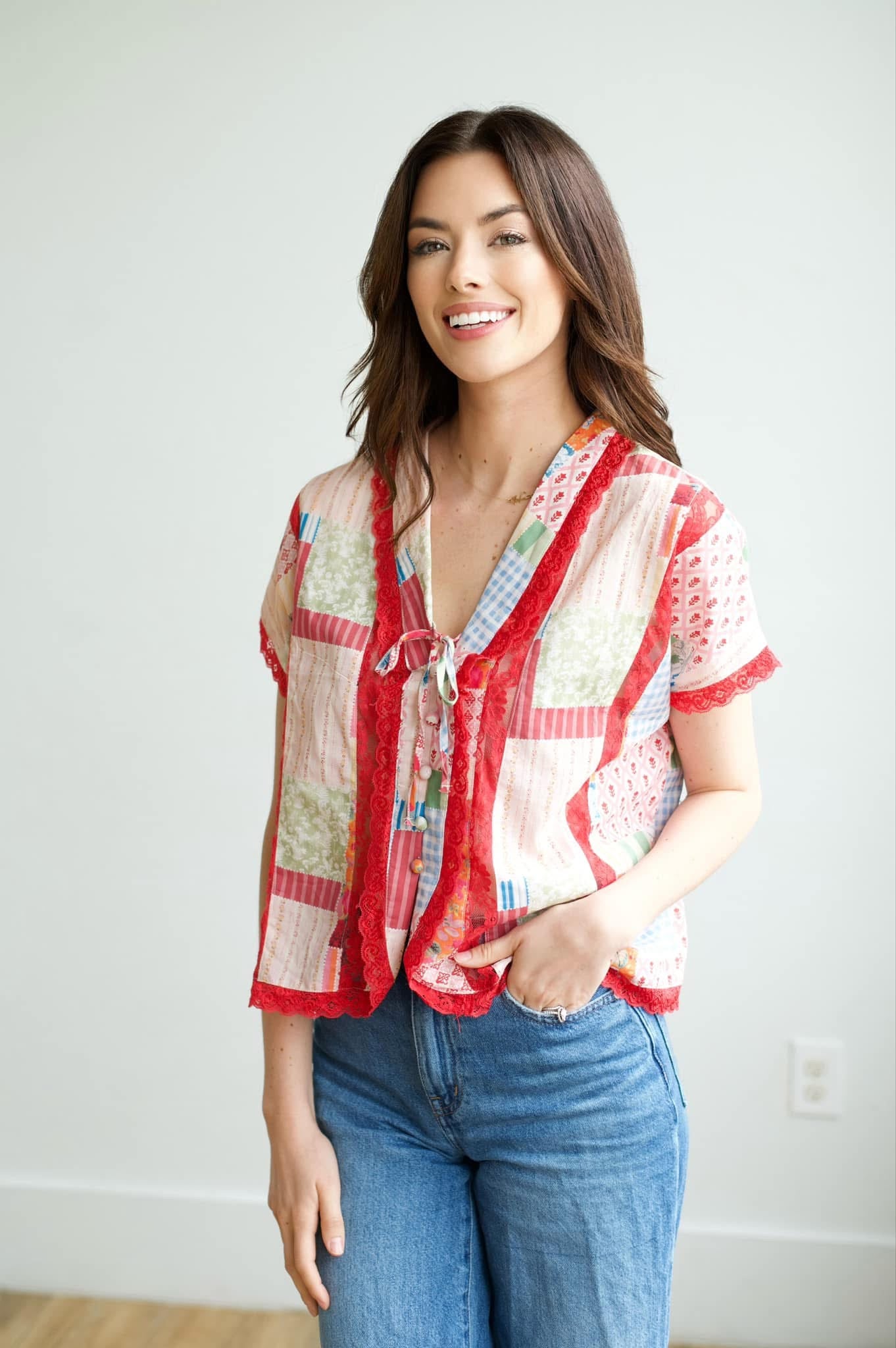 Patchwork Lace Inset Top