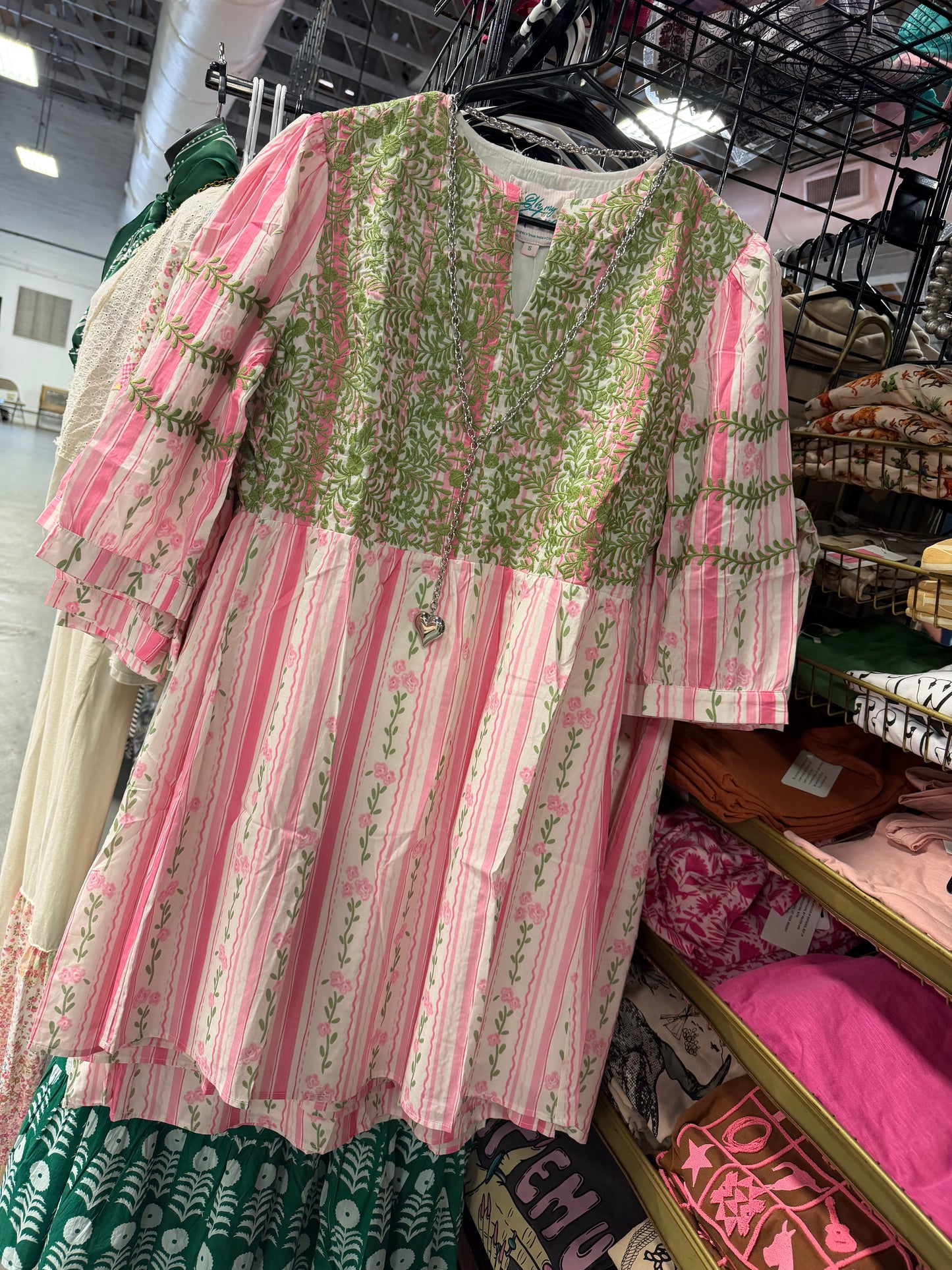 Helen Dress Pink & Green